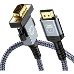 AUCUNE Câble HDMI vers VGA 3m, Snowkids Cable a mâle [1080P Full HD, Plaqué Or, Tressé Nylon Durable] Active Video Converter Cord