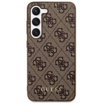 Guess 4G Metal Gold Logo -kuori Samsung Galaxy S24 Plus -puhelimelle - ruskea