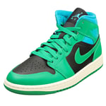 Nike Air Jordan 1 Mid Womens Fashion Trainers in Black Green - 4.5 UK