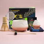 TEANAGOO Ensemble de 7 pièces à matcha japonais pour femme, fouet à matcha avec bec verseur en bambou, cuillère à matcha (chashaku), porte-fouet N25, rose dégradé…