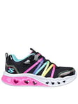 Skechers Flutter Heart Lights Rainbow Bestie Lighted Trainer, Black, Size 12.5 Younger