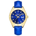 Ladies Diamond Watch Quartz Blue Twilight Leather Straps Blue Dial GAMAGES