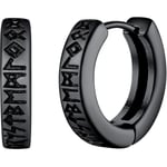 Norse Viking Runes Hoop Örhängen För Män Kvinnor 12mm Huggie Hoops Med Delikat Presentförpackning(75% rabatt)_FD10