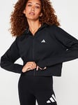 adidas Womens Training Game & Go Full Zip Hoodie - Black/white, Black/White, Size Xs, Women