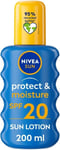 NIVEA SUN Protect & Moisture Sun Spray SPF 20 200 ml Sun Cream with Vitamin E...