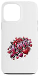 iPhone 13 Pro Max The Word Love surrounded By Hearts And Red Roses Case