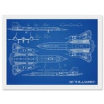 SR-71 Blackbird Habu US Airforce Aircraft Spy Plane Blueprint Plan Artwork Framed Wall Art Print A4