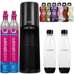 Saturator SodaStream Terra Black + 2 flaskor + CO2-kartong SodaStream för saturator QuickConnect + Bolero