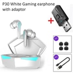 Nouveaux ¿couteurs de jeu P30 TWS casque sans fil avec microphone adaptateur Bluetooth bo¿tier de charge ¿couteur a faible latence Gamer, pour adaptateur TV PC-P30 blanc_XINENGJI