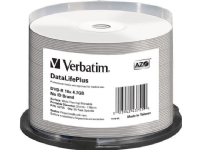 Verbatim DVD-R AZO 4.7GB 16X DL, spindle 50 pack, for printing WHITE WIDE THERMAL PRINTABLE SURFACE (VERDVD44976)