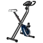 Ultrasport F-Bike 250 avec ordin d'entraînement et application, capteur de pouls, vélo d'appartement pliable avec 8 niveaux de résistance, poids maximum l'utilisateur 100 kg, Gris Foncé et Bleu Marine