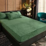 Drap Housse Polaire 200x200 Bonnet 30 cm Vert Sauge Hiver Toucher Cachemire Flanelle Drap de lit Microfibre Super Chaud pour Matelas Épais