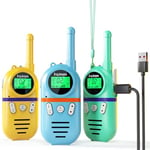 Talkie Walkie Enfants Rechargeable, 48 Heures de Temps de Travail, Longue Portée de 3 Kilomètres, Cadeaux d'anniversaire pour Garçons Filles, Jouets de Plein air pour Enfants de 3 à 12 Ans