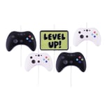 Gamer Candles Set Of 5 Cake Toppers Decorations Controller