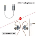 NiceHCK DB2 -mikrofoni HiFi-musiikkikuuloke 1DD+1BA Hybrid Dual Driver In Earbud Monitor Irrotettava 0,78 2Pin liitin IEM