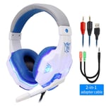 WhiteBlue with Light casque audio Casque de jeu stéréo Surround pour PS4 PC X box ordinateur réglable Gamer casque filaire avec micro antibruit Auriculares fifa 21 ""Nipseyteko