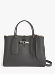 Longchamp Le Roseau Medium Leather Top Handle Bag