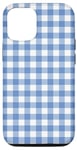 iPhone 14 Light Blue and White Gingham Retro Picnic Plaid Pattern Case