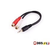 audio jack 3.5 mm mâle vers 2* RCA femelle adaptateur jack 3.5 rca