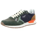 Pepe Jeans Brit Mix M, Baskets Homme, Vert (Vert Kaki), 10