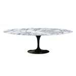 Knoll - Saarinen Oval Table - Matbord, 244 x 137 cm, Svart underrede, skiva i glansig vit Arabescato marmor - Spisebord - Eero Saarinen - Hvit - Metall/Stein