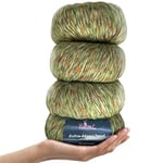 Cotton Alpaca Tweed, #3 DK, Light Worsted Yarn Pack of 4 (536m/200g), Super Soft Fluffy Blend for Knitting and Crocheting Multicolour Hats, Shawls, Garments, Blankets (Mint Green)