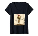 Womens Scarecrow in Christmas Magic for a Merry Touch V-Neck T-Shirt