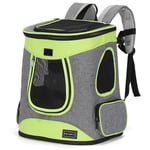 Petsfit Cat Backpack Portable Cat Carrier Backpack for Cats and Small Dogs,Ventilation Mesh Design Cat Carrier with Soft Fleece, Green