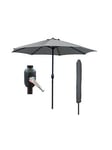 Glamhaus Dark Grey Garden Table Parasol Umbrella 2.7M With Crank Handle, Uv40 Protection, Includes Protection Cover - Robust Steel