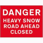 V Safety 7A189BR-RR VSafety Danger Heavy Snow/Road ahead Panneau fermé en plastique rigide 600 mm x 450 mm