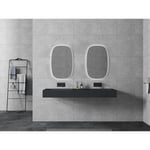 Lavabo mural en fonte minérale TWG16 - 153 x 45 x 15 cm - couleur au choix - base en acier inoxydable noir mat en option Sans console métallique,