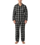 LAPASA Ensemble de Pyjama Homme Chaud & Confortable 100% Flanelle de Coton M95 Ensemble à Carreaux Noir & Blanc, L