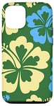 Coque pour iPhone 12/12 Pro Hibiscus Flower Floral Hawaiian Cute Women Turquoise Yellow