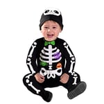 amscan- Tiny Skeleton Age Months-1 Pc Halloween Costume de Squelette Minuscule-Âge 3-6 Mois-1 pièce, Caricature, 9903877, Noir