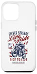 Coque pour iPhone 14 Pro Max Silver Spring Florida Crâne de moto Motif vintage