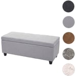 Mendler - Coffre de rangement Kriens, banc, tissu/textile, 45x114x45cm - gris foncé