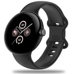 Miimall Bracelet en Silicone Compatible avec Google Pixel Watch 2/1, Bracelet de Rechange Ajustement Respirant pour Google Pixel Watch, Pixel Watch 2 -Noir-S