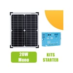 Ohm-easy - Kit panneau solaire Monocristallin 20W 12V et régulateur 5A
