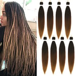 Braiding Hair Pre Stretched - 20 Inch Pre Stretched Braiding Hair 1B/30/27 Braiding Hair Soft Yaki Texture 8 Packs Crochet Hair Extensions Braids for Black Women (20 Inch(8Packs), 1B/30/27)