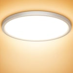 NIBSHOOM Plafonnier LED, 24W Luminaire Plafonnier Étanche IP44 Blanc Froid 3000K 2400LM, Lampe LED Chambre, Plafonnier Rond de 30cm Pour Chambre à Coucher Salle De Bain Salon Cuisine Bureau