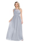 Robe de Cocktail Longue Chic pour Mariage en Mousseline et Dentelle Robe Femme Bal Cérémonie Lavande 34