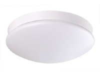 Vegg/Tak LED armatur med opal avskjerming. KL II. IP44. Stål hus og polykarbonat skjerm. Sensor med master slave funksjon. Ø290mm.