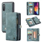 Samsung CaseMe Galaxy A50 Zipper Wallet kotelot - Sininen Tummansininen