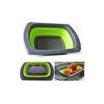 (39x26cm)de Cuisine Passoire Pliable Ensemble sur Le Lavabo Vegtable/Fruits Passoire Passoire avec poignées Extensibles(vert)