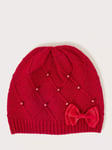 Monsoon Kids' Pearly Knit Beanie Hat, Red