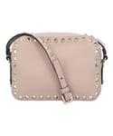 Valentino Garavani Womens Rockstud Crossbody Bag - Beige Calfskin - One Size