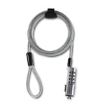 Hama Câble Antivol pour Ordinateur Portable PC ou Ecran à Combinaison (Cable de sécurité pour PC, Serrure à 4 Chiffres, 1.85m, Acier)