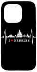 Coque pour iPhone 15 Pro Skyline de Dresde Heartbeat Coeur Allemand I Love Dresden