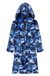 CityComfort Robe de Chambre Enfant Garcon - Peignoir en Polaire (Bleu Camo, 11-12 Ans)