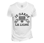 T-Shirt Homme Col V Je Garde La Ligne Gardien De But Sport Foot Ballon